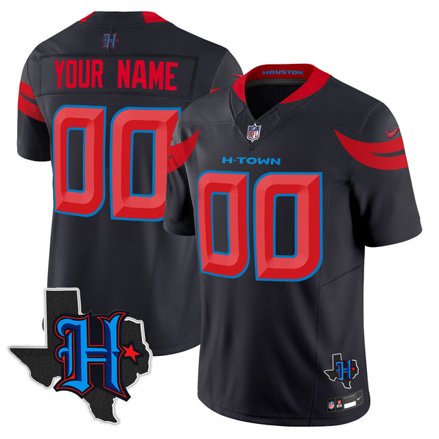 Houston Texans 2024 Texas Patch Vapor Limited Custom Jersey V3 - All Stitched - Navy Limited — view 1