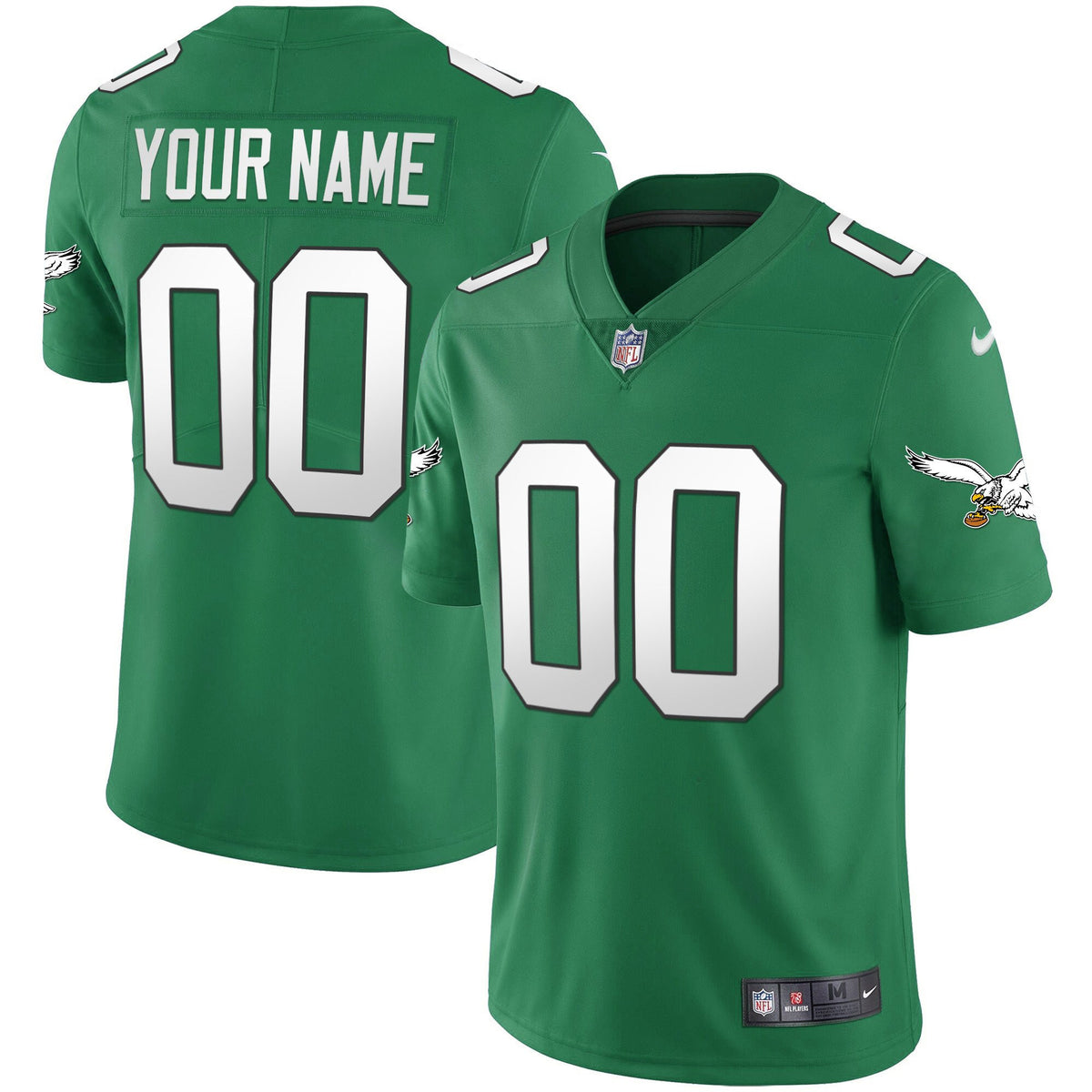 Eagles Kelly Green Gold Custom Jersey - All Stitched - Kelly Green — view 1