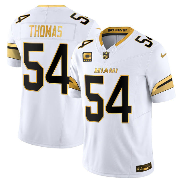Men's Miami Dolphins 2025 Rivalries Gold Vapor Limited Jersey - All Stitched - White Gold - Zach Thomas — view 1
