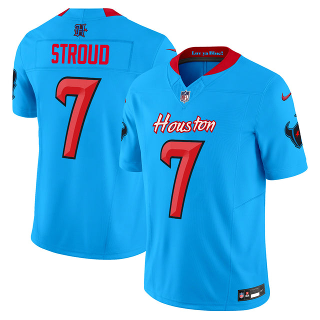 Men's Houston Texans 2024 Vapor Limited Jersey V4 - All Stitched - Blue - C.J. Stroud — view 1