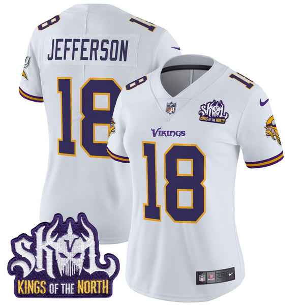 Women's Minnesota Vikings King Of The North Patch Throwback Vapor Limited Jersey - All Stitched - White - Justin Jefferson — view 1