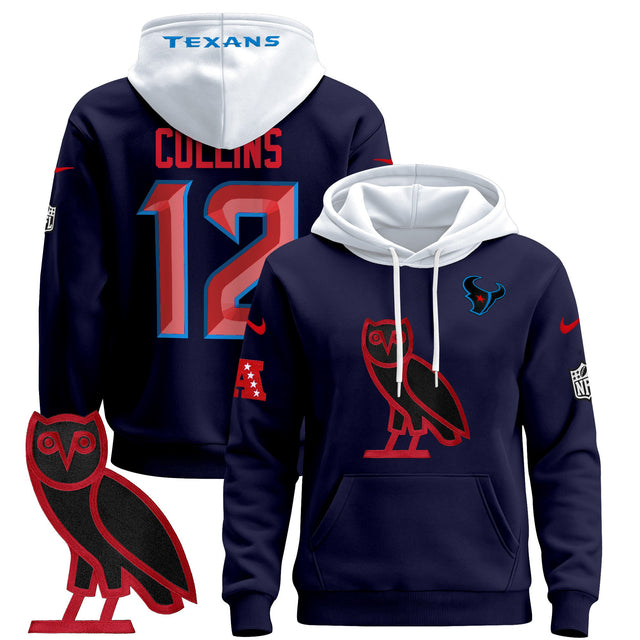 Men's Houston Texans OVO 2024 Pullover Hoodie - All Stitched - Navy Limited - Nico Collins — view 1