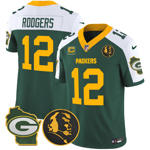 Men's Packers John Madden & Home Patch Vapor Limited Jersey - All Stitched - Green Alternate - Aaron Rodgers — view 1