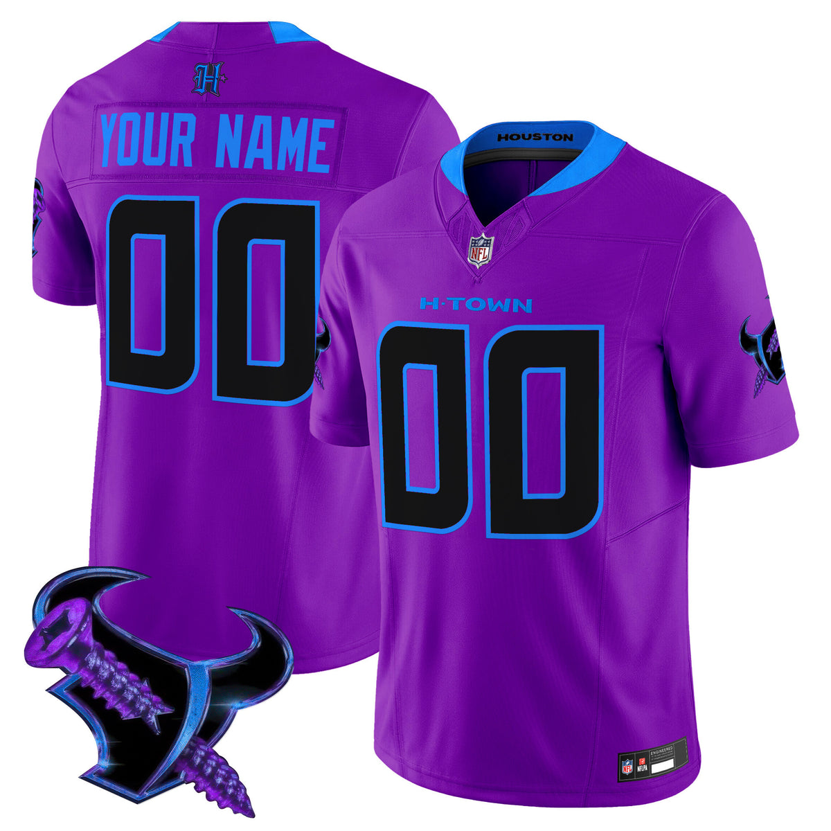 Houston Texans 2025 DJ Screw Vapor Limited Custom Jersey - All Stitched - Purple — view 1