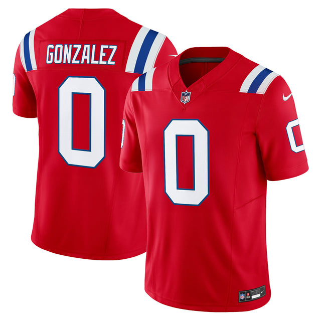 Men's New England Patriots 2025 Vapor Limited Jersey - All Stitched - Red - Christian Gonzalez — view 1