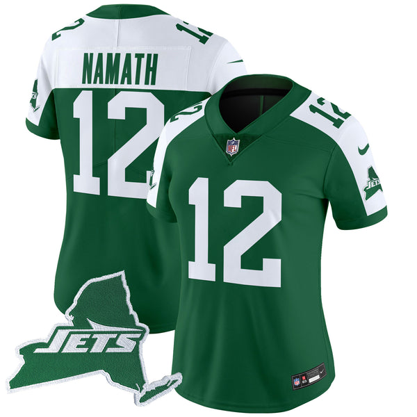 Women's New York Jets Home Patch Vapor Legacy Limited Jersey - All Stitched - Green Alternate - Joe Namath — view 1