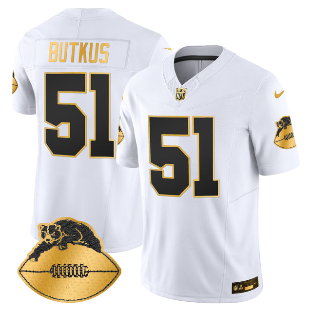 Men's Chicago Bears Throwback Gold Vapor Limited Jersey - All Stitched - White Gold - Dick Butkus — view 1