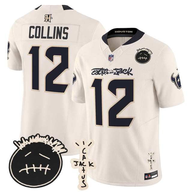 Men's Houston Texans x Cactus Jack Vapor Limited Jersey V2 - All Stitched - Cream - Nico Collins — view 1