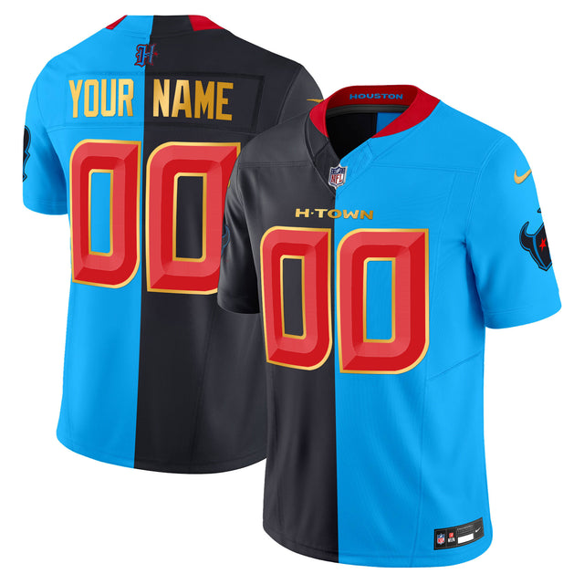 Houston Texans 2024 Gold Trim Vapor Limited Custom Jersey - All Stitched - Split — view 1