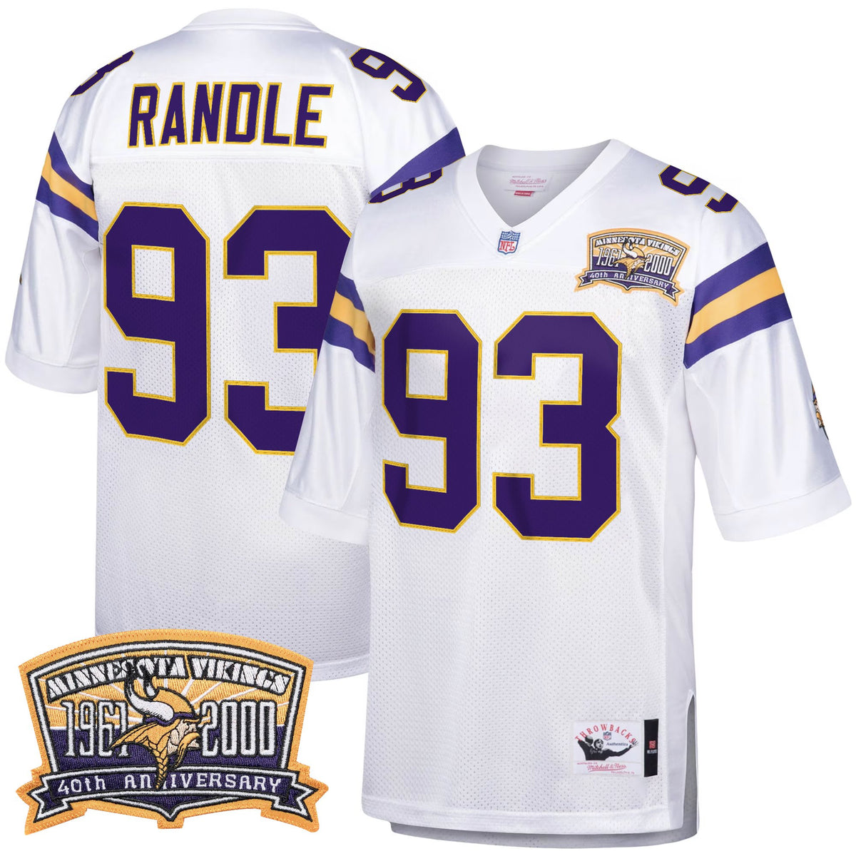 Men's Minnesota Vikings Throwback Player Jersey - All Stitched - White Retired - John Randle — view 1