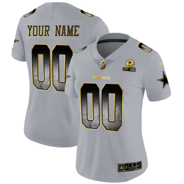 Cowboys Arch Smoke Vapor Custom Jersey - All Stitched - Gray — view 1