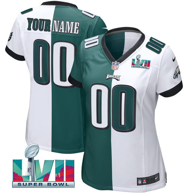Eagles Super Bowl Custom Patch Vapor Jersey - All Stitched - Split — view 1