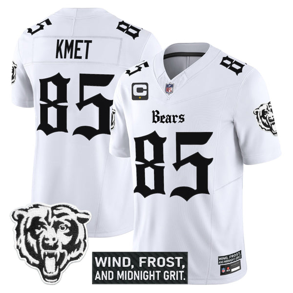 Men's Chicago Bears 'Gothic Midway Legacy' Vapor Limited Jersey - All Stitched - White - Cole Kmet — view 1
