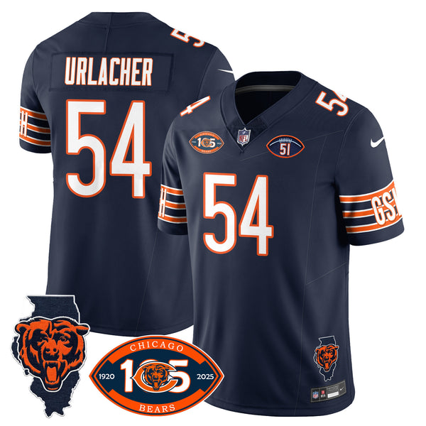 Men's Bears 1920-2025 The Bears Vapor Limited Jersey - All Stitched - Navy - Brian Urlacher — view 1