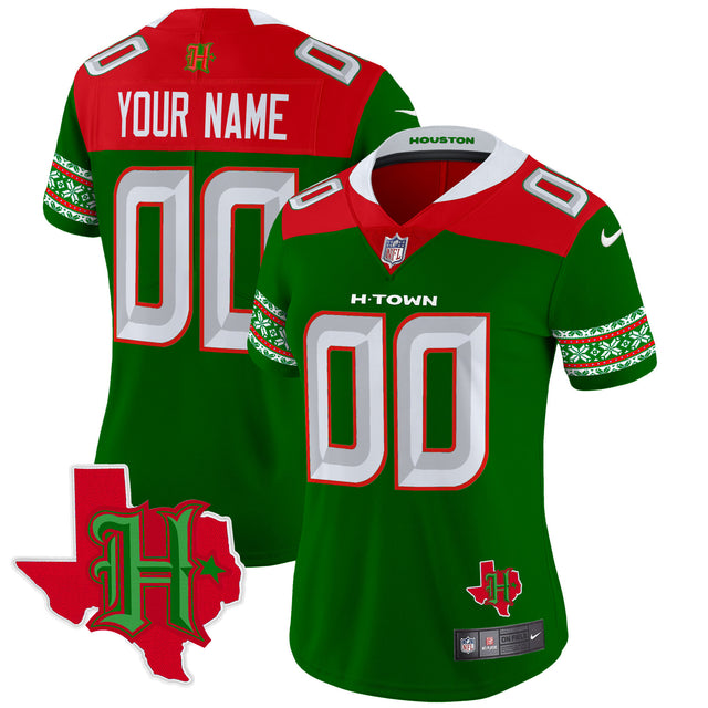 Houston Texans 2024 Christmas Vapor Limited Jersey - All Stitched - Green — view 1
