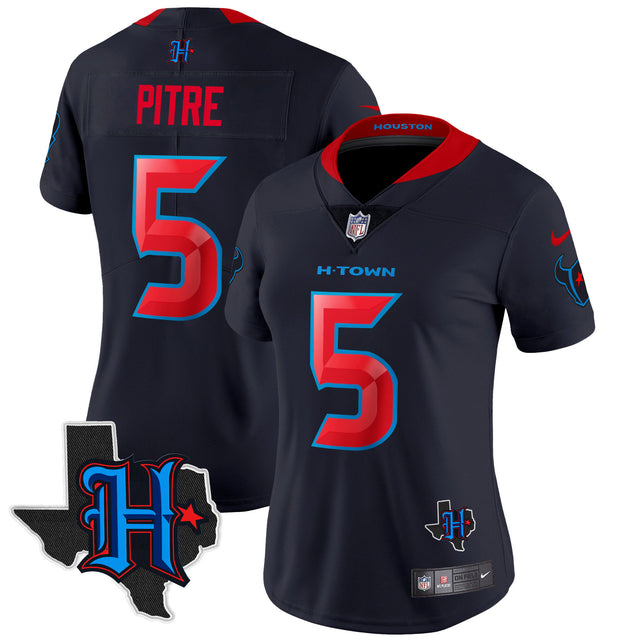 Women's Houston Texans 2024 Texas Patch Vapor Limited Jersey V2 - All Stitched - Navy Limited - Jalen Pitre — view 1