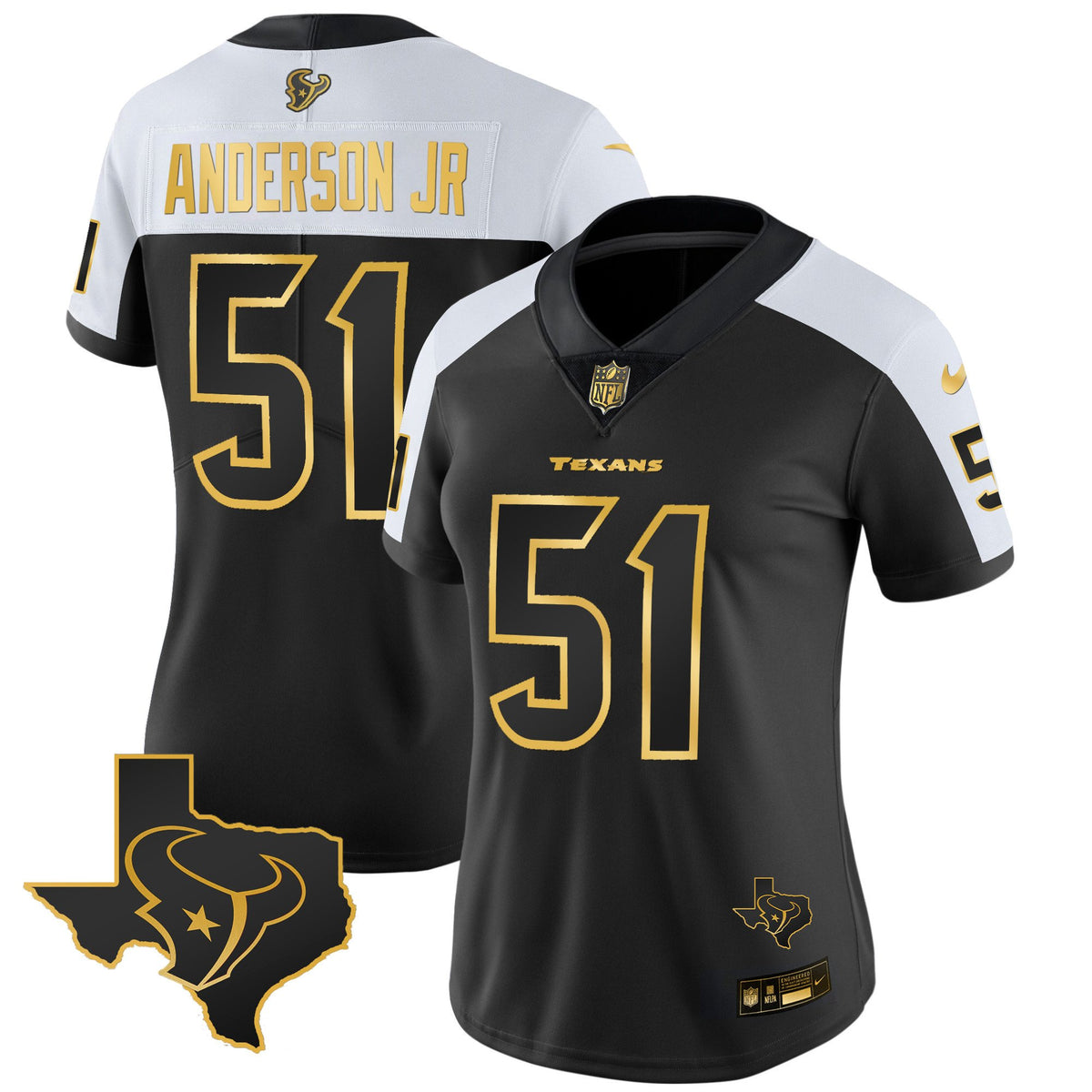 Women's Houston Texans Gold Vapor Limited Jersey - All Stitched - Alternate Gold - Will Anderson Jr — view 1
