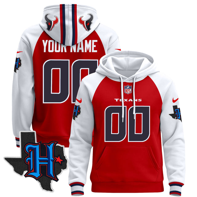 Houston Texans 2024 Custom Pullover Hoodie - All Stitched - Red Alternate — view 1