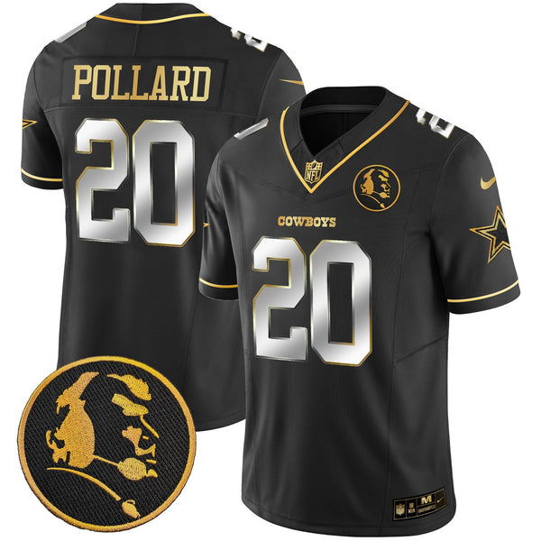 Men's Cowboys John Madden Patch Gold Vapor Jersey - All Stitched - Black Limited - Tony Pollard — view 1