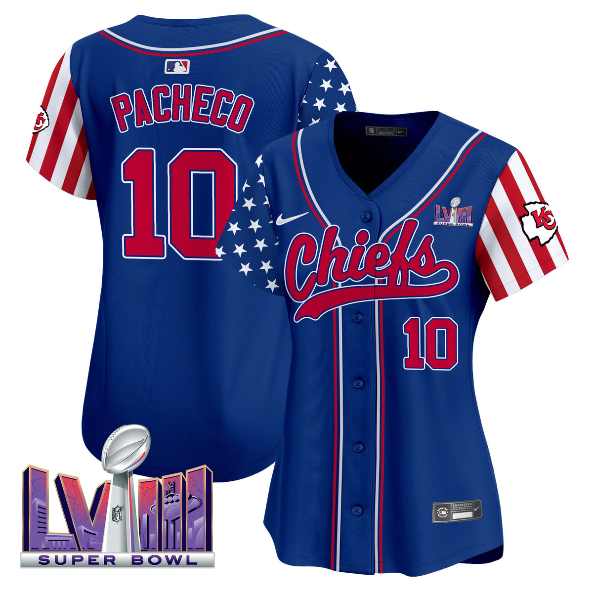 Women's Chiefs 2024 American Style Vapor Premier Limited Jersey - All Stitched - Royal - Isiah Pacheco — view 1