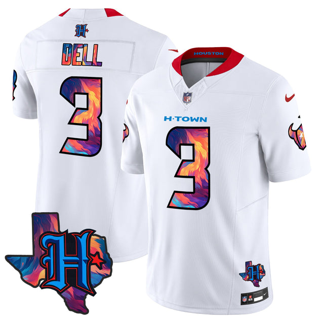 Men's Houston Texans 2024 Special Vapor Limited Jersey - All Stitched - White - Tank Dell — view 1