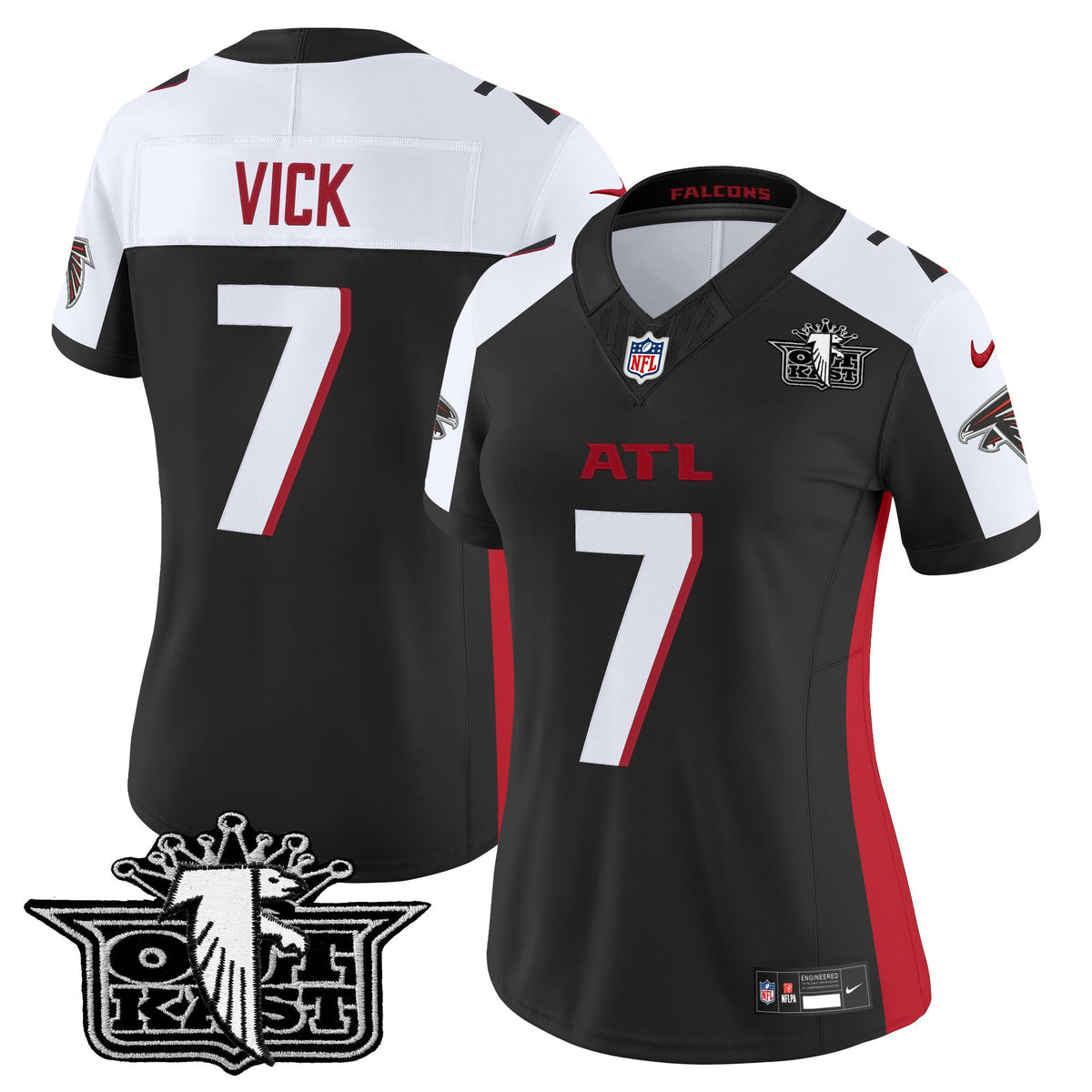 Women's Outkast x Atlanta Falcons 2025 Vapor Limited Jersey - All Stitched - Black Alternate - Michael Vick — view 1