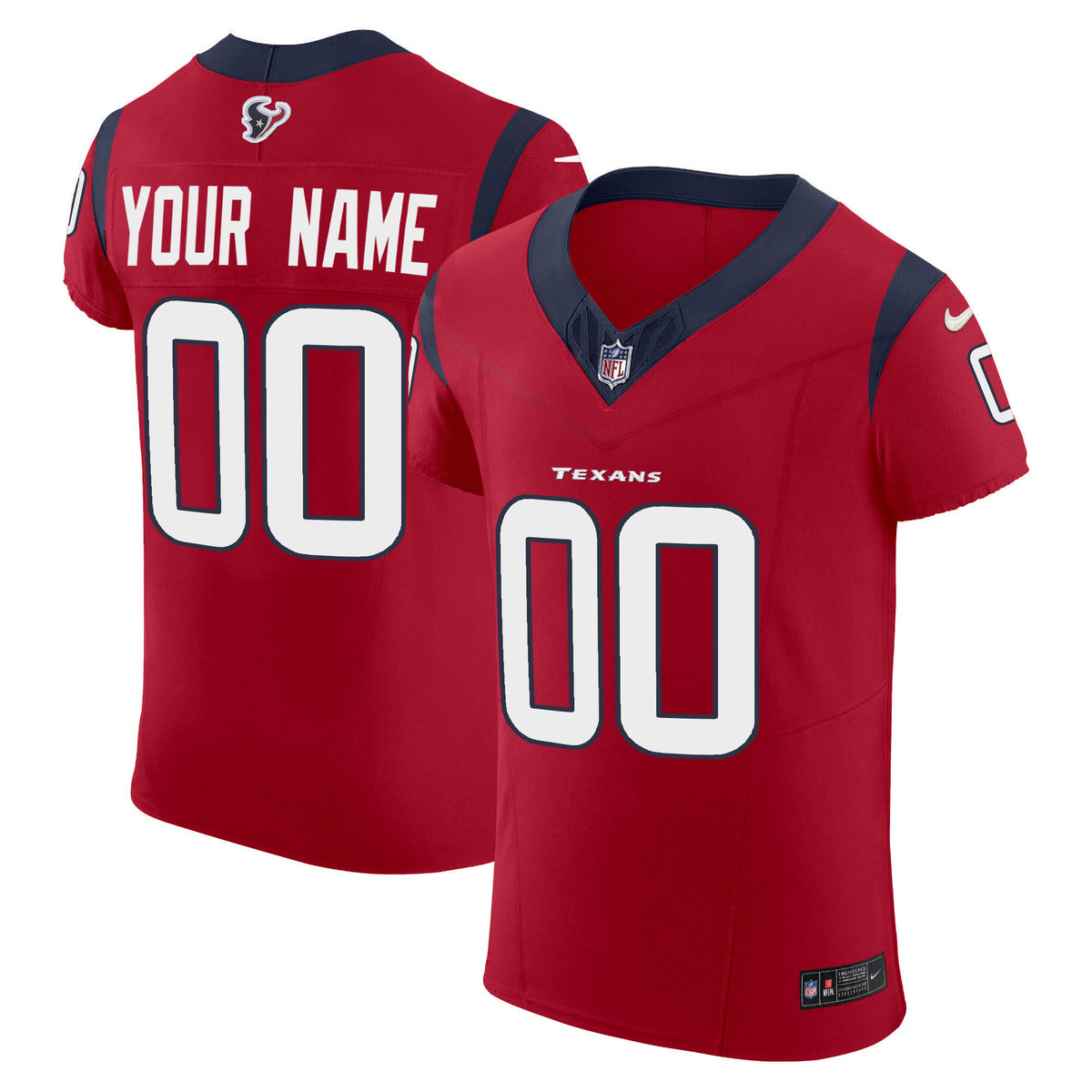 Houston Texans Vapor Elite Custom Jersey - All Stitched - Red — view 1