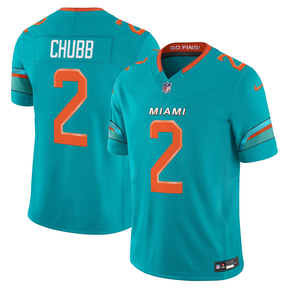 Men's Miami Dolphins 2025 Rivalries Vapor Limited Jersey - All Stitched - Aqua - Bradley Chubb — view 1
