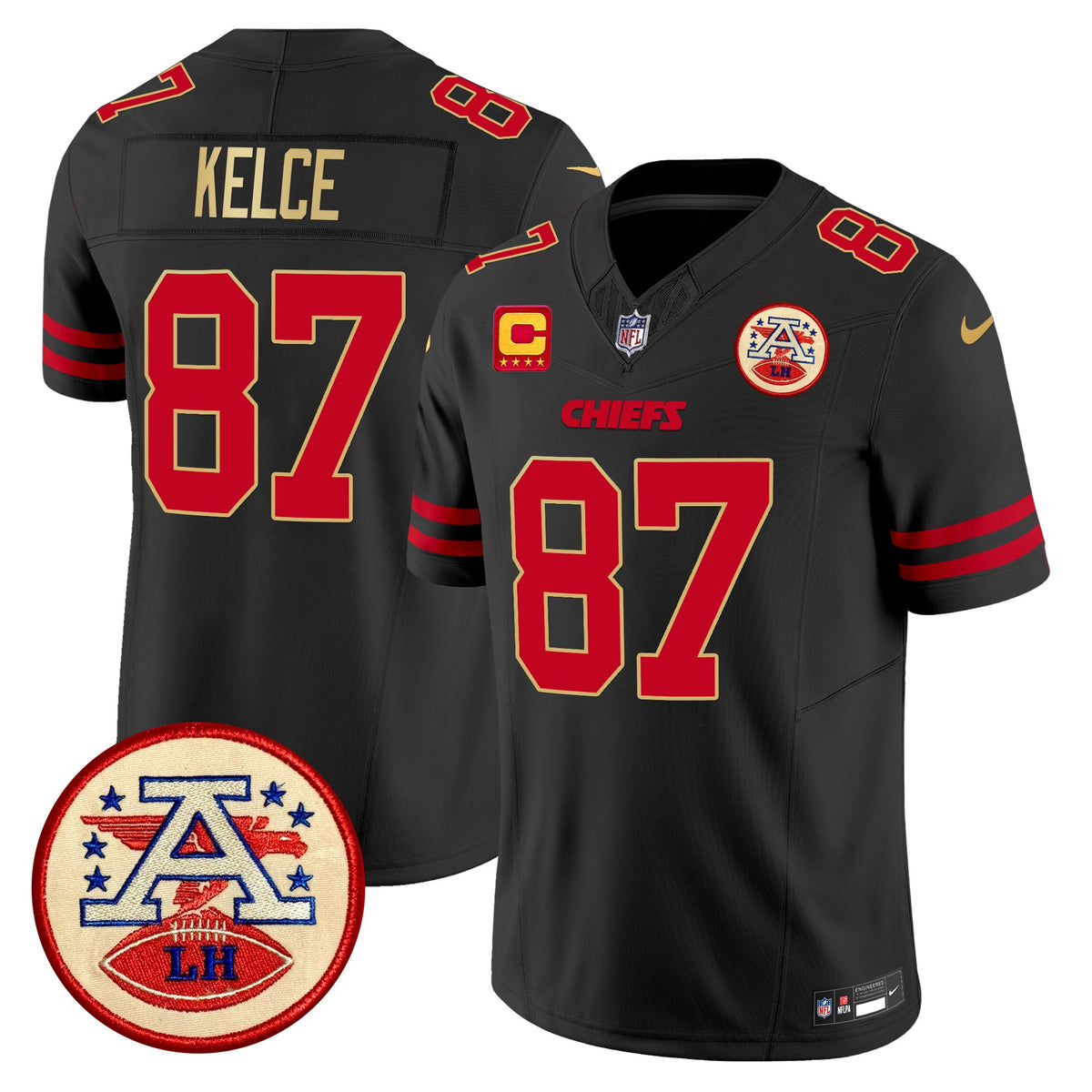 Men's Chiefs 2024 Lamar Hunt Patch Vapor Limited Jersey - All Stitched - Gold Trim - Travis Kelce — view 1