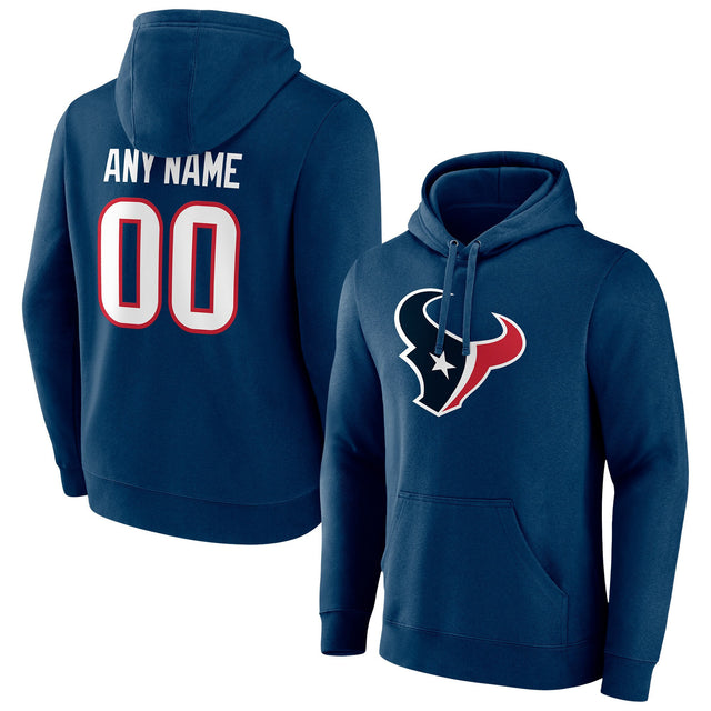 Houston Texans Navy Team Personalized Name & Number Pullover Hoodie - Printed - Printed — view 1