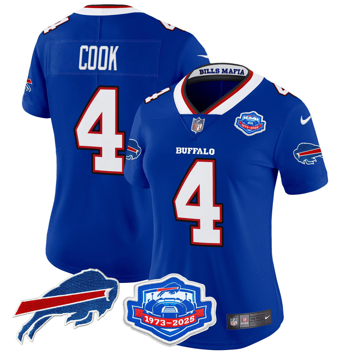Women's Buffalo Bills 2025 Rivalries Vapor Limited Jersey - Farewell Season Patch - All Stitched - Royal - James Cook — view 1