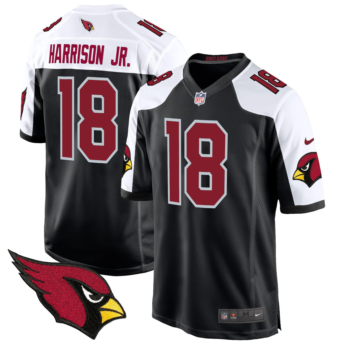 Men's Arizona Cardinals 2024 Game Jersey - All Stitched - Black Alternate - Marvin Harrison Jr — view 1