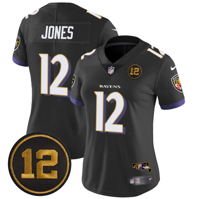 Women's Ravens Jacoby Jones Patch Vapor Limited Jersey - All Stitched - Black - Jacoby Jones — view 1