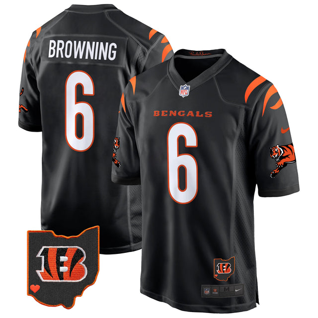 Men's Cincinnati Bengals 2024 Game Jersey - All Stitched - Black - Jake Browning — view 1