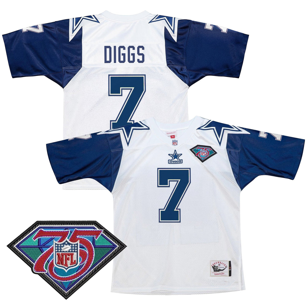 Men's Dallas Cowboys Throwback Player Jersey - All Stitched - White - Trevon Diggs — view 1