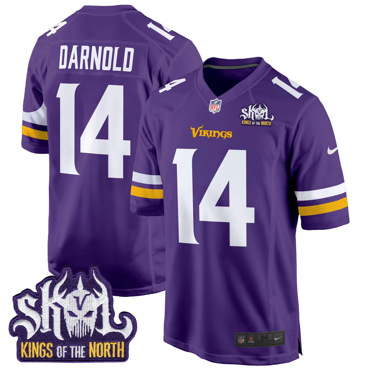 Men's Minnesota Vikings King Of The North Patch Game Jersey - All Stitched - Purple - Sam Darnold — view 1