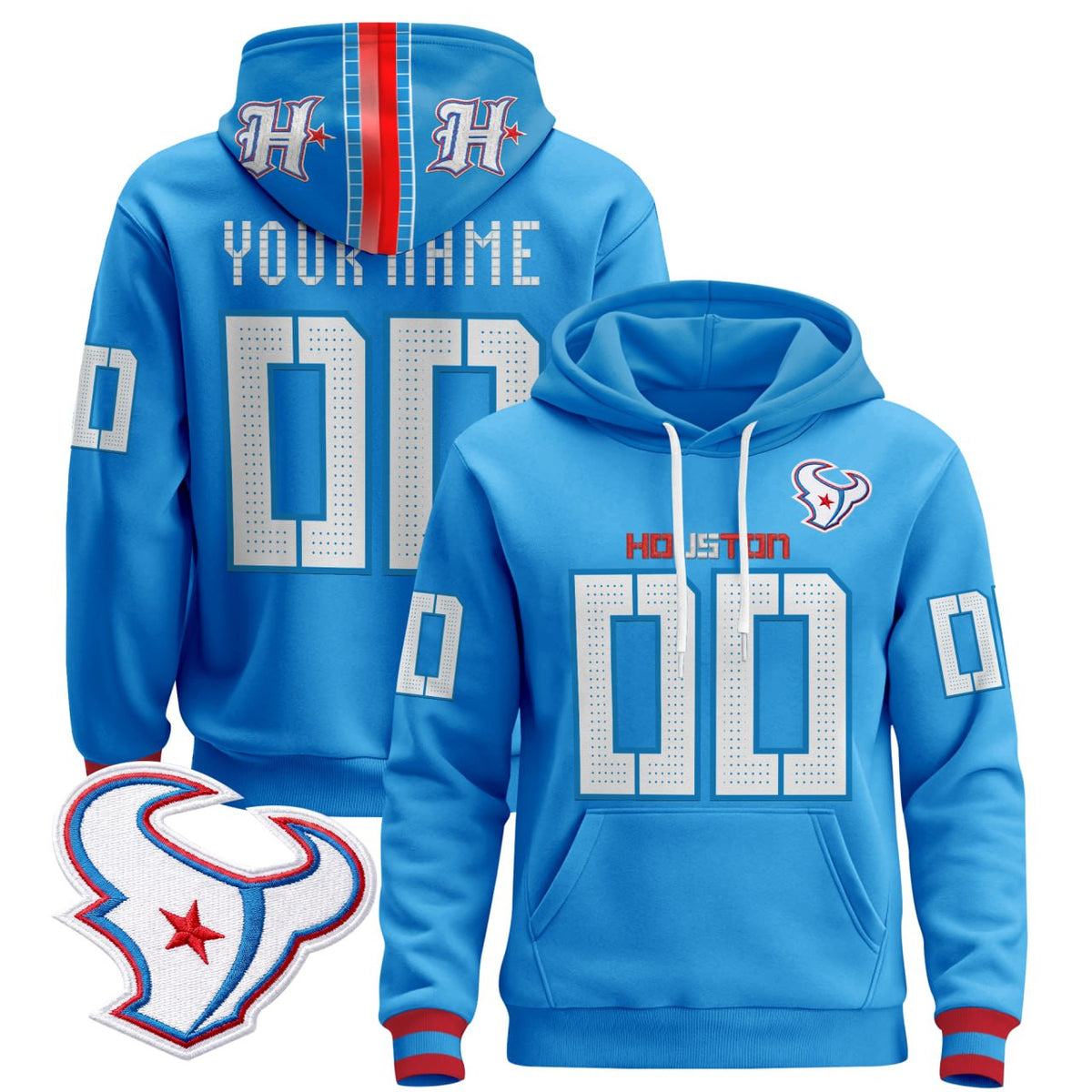 Houston Texans Rivalries Blue Pullover Custom Hoodie - All Stitched - Blue — view 1
