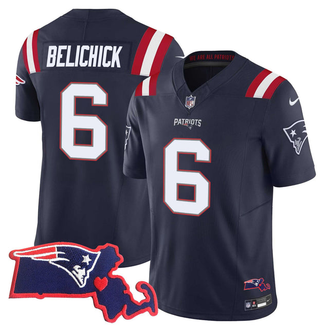 Men's Patriots Bill Belichick 6x Champions Vapor Jersey - All Stitched - Navy - Bill Belichick — view 1