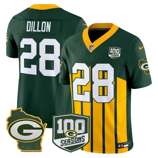 Men's Packers 100th Season & Home Patch Vapor Limited Jersey - All Stitched - Green Special - AJ Dillon — view 1