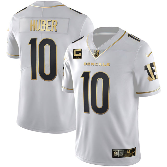 Men's Cincinnati Bengals White Gold & Black Gold Jersey - All Stitched - White Gold - Kevin Huber — view 1