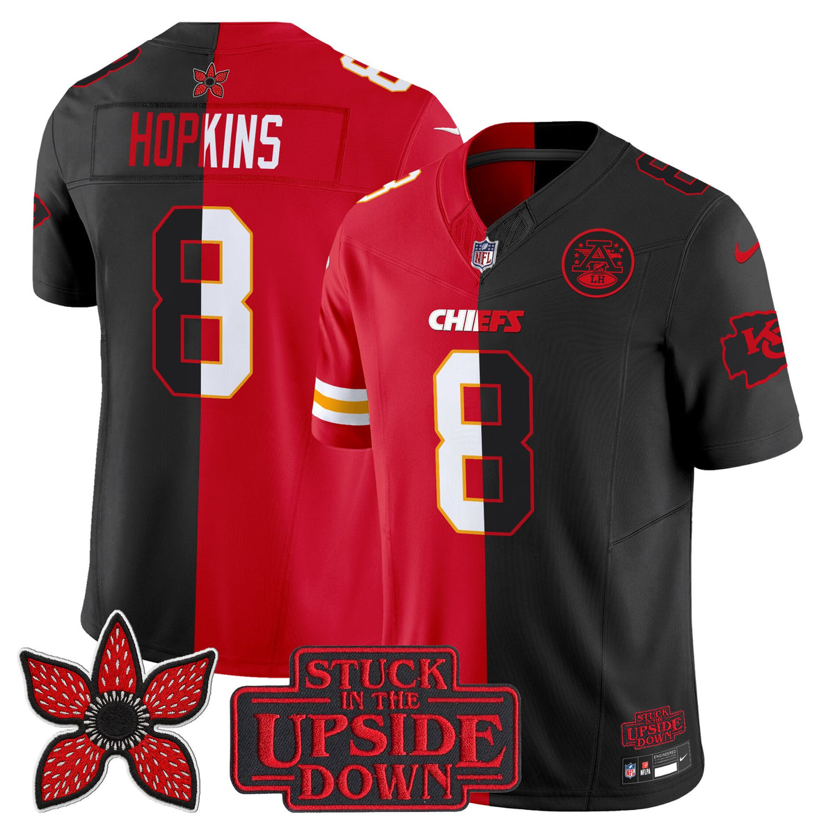 Men's Kansas City Chiefs 'Upside Down Edition' Vapor Limited Jersey - All Stitched - Red-Black - DeAndre Hopkins — view 1