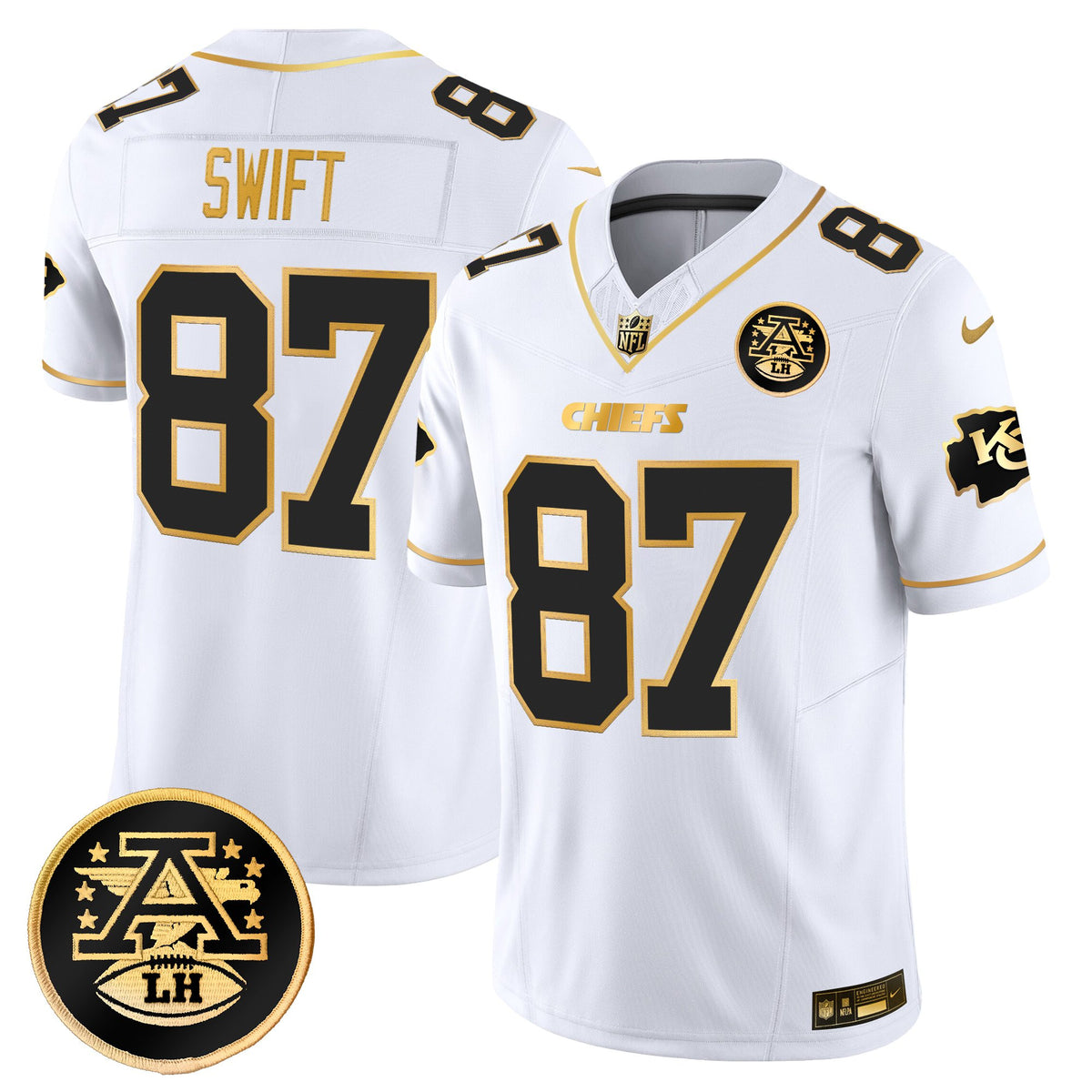 Men's Kansas City Chiefs 2025 Gold Vapor Limited Jersey - All Stitched - White Gold - Taylor Swift — view 1