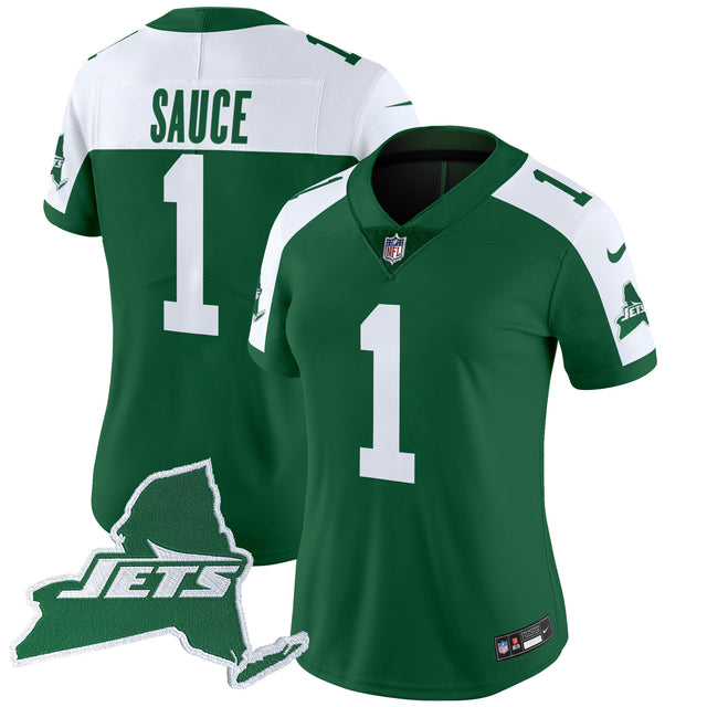 Women's New York Jets Home Patch Vapor Legacy Limited Jersey - All Stitched - Green Alternate - Ahmad Sauce — view 1