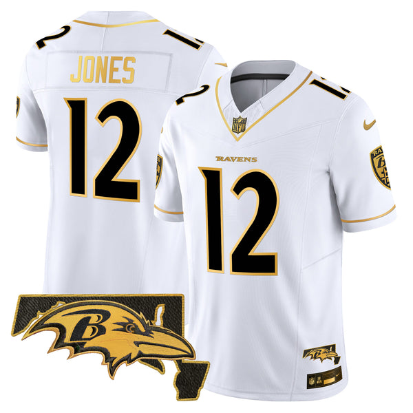 Men's Ravens 2024 Gold Vapor Limited Jersey - All Stitched - White Gold - Jacoby Jones — view 1