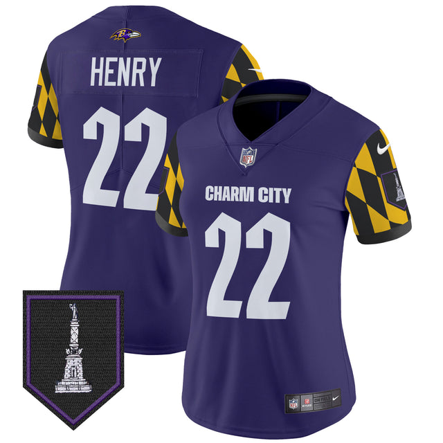 Women's Ravens City Edition Patch Vapor Limited Jersey - All Stitched - Purple - Derrick Henry — view 1