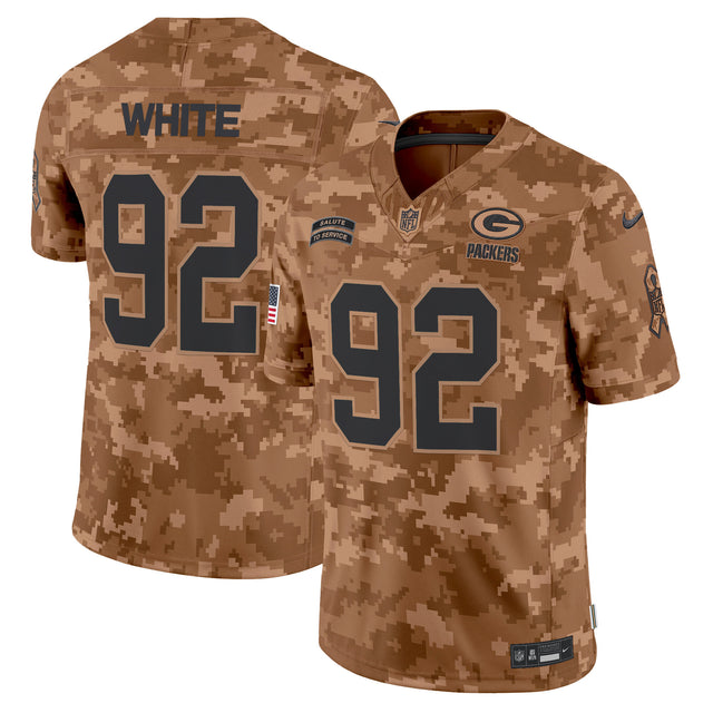 Men's Green Bay Packers 2024 Salute to Service Vapor Limited Jersey - All Stitched - Brown Camo - Reggie White — view 1