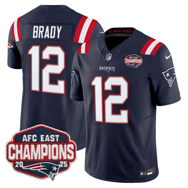 Men's New England Patriots 2025 AFC East Division Champions Vapor Limited Jersey - All Stitched - Navy - Tom Brady — view 1