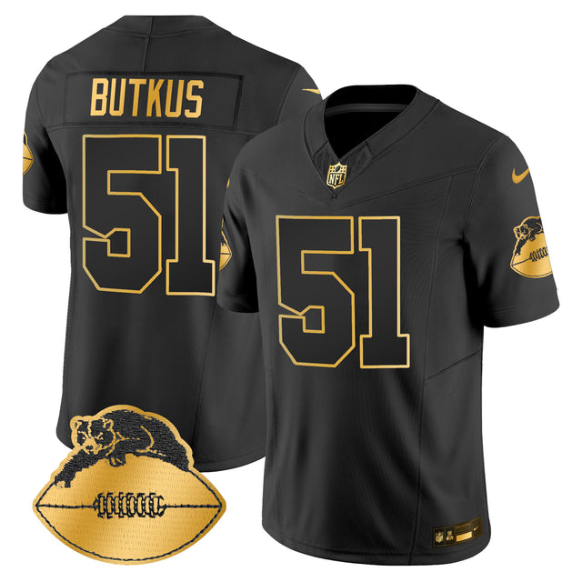 Men's Chicago Bears Throwback Gold Vapor Limited Jersey - All Stitched - Black Gold - Dick Butkus — view 1