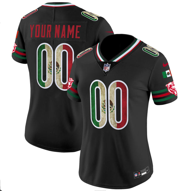 Chicago Bears Mexico Vapor Limited Custom Jersey - All Stitched - Black — view 1