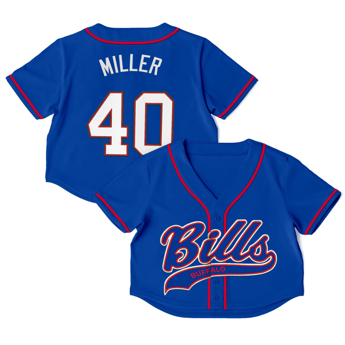 Buffalo Bills Crop Top Baseball Jersey - All Stitched - Von Miller — view 1